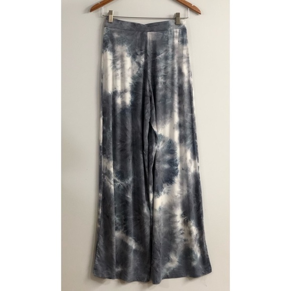 Wide Leg Pants Womens Size S Casual Pants Stretch tie dye Gray White NWT beach - Picture 4 of 12